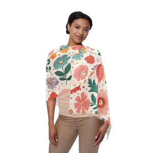 Pastel Floral Scarf - Polyester Fashion Statement - Dipaliz - 27’’ × 73’’ - Scarves & Shawls
