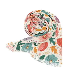 Pastel Floral Scarf - Polyester Fashion Statement - Dipaliz - 27’’ × 73’’ - Scarves & Shawls