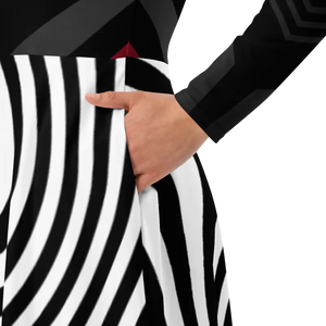 Wavy Black Stripes Long Sleeve Midi Dress - Women’s Fashion - Dipaliz - Dresses