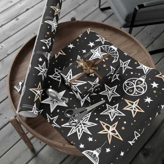 Dazzle your Gifts with Shimmering Christmas Stars Wrap - 30’’ x 144’’ / Matte Home Decor