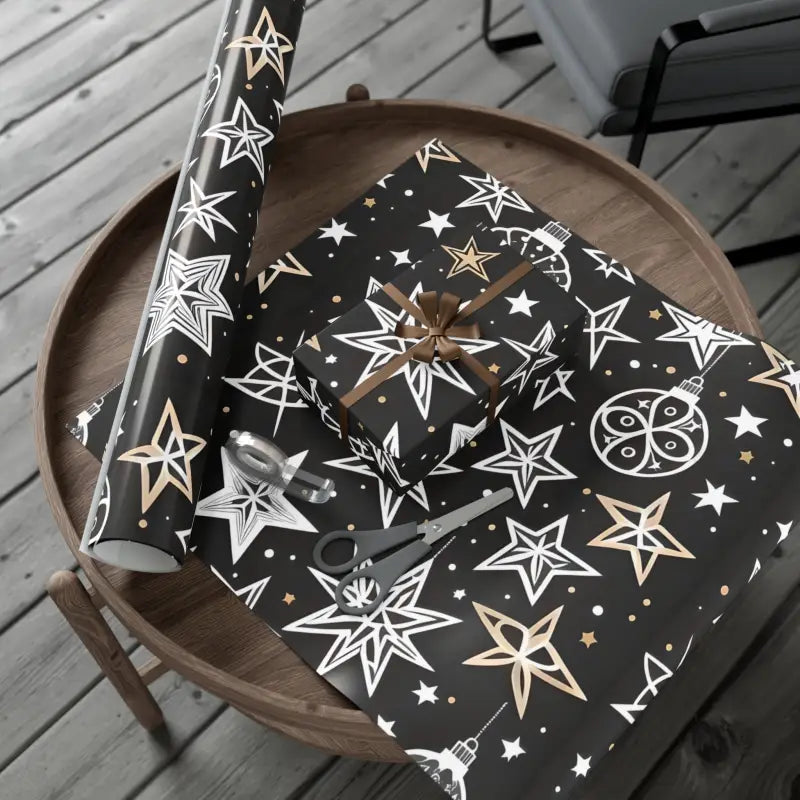 Dazzle with Shimmering Christmas Stars Gift Wrap Papers - 30’’ x 72’’ / Satin Home Decor