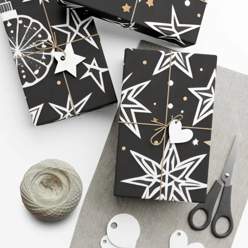 Dazzle with Shimmering Christmas Stars Gift Wrap Papers - Home Decor