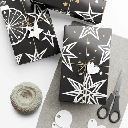 Dazzle with Shimmering Christmas Stars Gift Wrap Papers - Home Decor