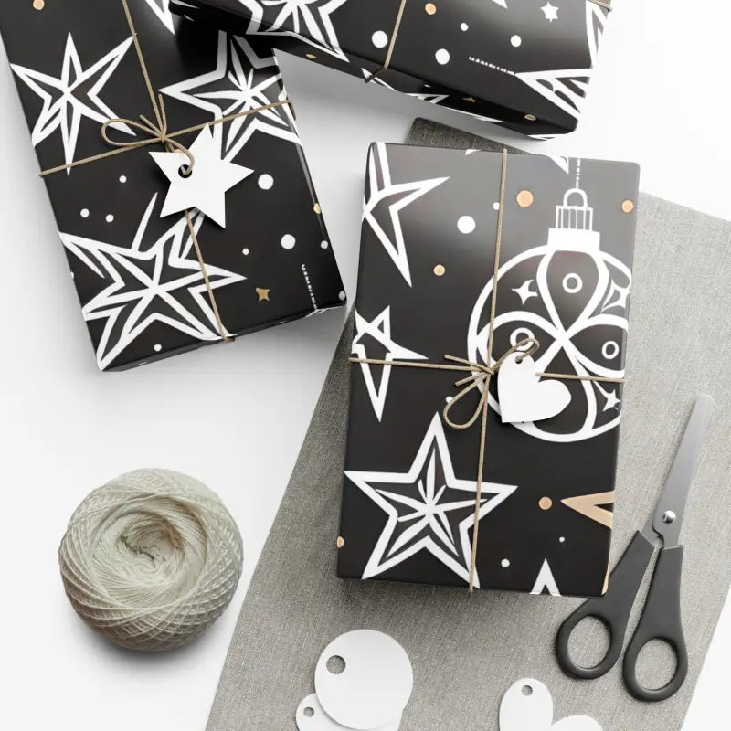 Dazzle with Shimmering Christmas Stars Gift Wrap Papers - Home Decor