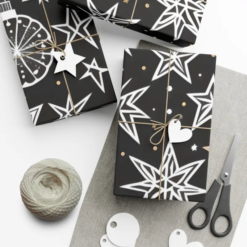 Dazzle with Shimmering Christmas Stars Gift Wrap Papers - Home Decor