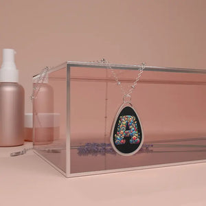 Decorated Letter Oval Necklace Zinc Alloy Statement Piece - Dipaliz - one Size / Silver - Necklaces