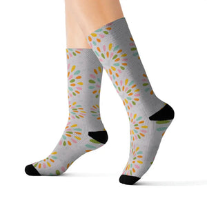 Sublimation Socks Hearts on Grey Polyester Bold Style - Dipaliz - s