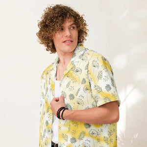 Yellow Tie Die Unisex Button Shirt - Bold Eco Style - Dipaliz - Shirts
