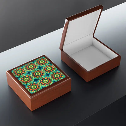 Dazzle & Secure with our Colorful Geometric Jewelry Box - Golden Oak / one Size Box