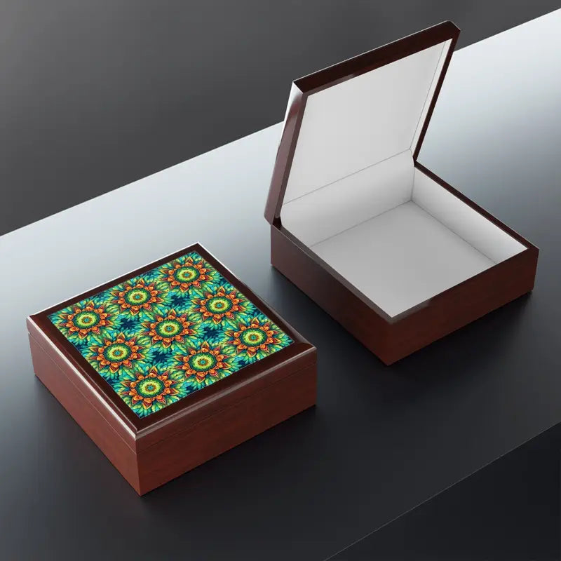 Dazzle & Secure with our Colorful Geometric Jewelry Box - Red Mahogany / one Size Box