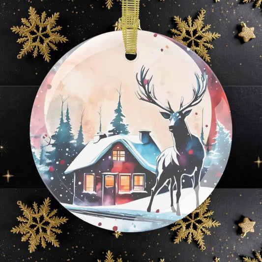 Enchanting Christmas Reindeer Glass Ornaments Bundle - 50 Pcs / Round / one Size Home Decor