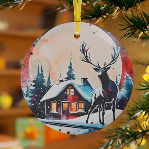 Glass Ornaments Bundle - Festive Reindeer Beveled Edges - Dipaliz - Holiday