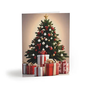 Christmas Tree Greeting Cards with Message Inside - Dipaliz - 8 Pcs / Matte / 4.25” x 5.5” - & Note