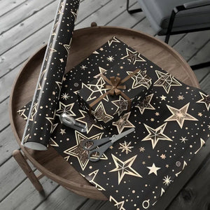 Christmas Stars Gift Wrap Papers - Festive Elegant Design - Dipaliz - 30’’ x 144’’ / Satin - Wrapping Paper
