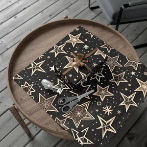 Christmas Stars Gift Wrap Papers - Festive Elegant Design - Dipaliz - 30’’ x 20’’ / Satin - Wrapping Paper