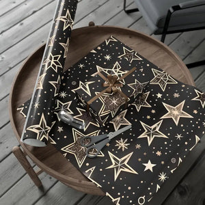 Christmas Stars Gift Wrap Papers - Festive Elegant Design - Dipaliz - 30’’ x 72’’ / Satin - Wrapping Paper