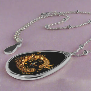 Letter c Oval Necklace Zinc - Chic Durable Style - Dipaliz - one Size / Silver - Necklaces