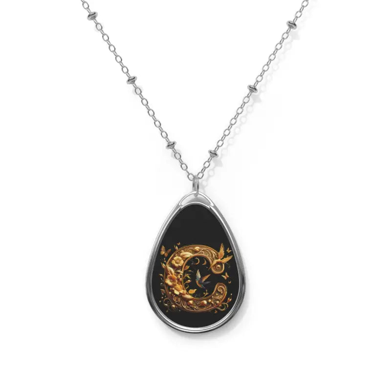 Level Up your Look with a Stunning Letter c Oval Necklace - one Size / Silver Accessories