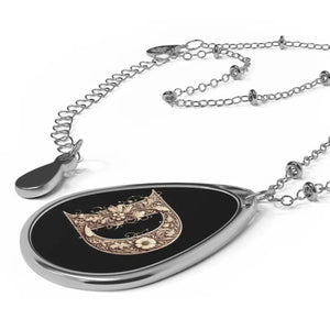 Letter d Oval Necklace - Glamorous Decorated Statement - Dipaliz - one Size / Silver - Necklaces