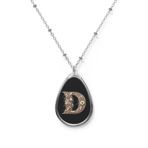 Letter d Oval Necklace - Glamorous Decorated Statement - Dipaliz - one Size / Silver - Necklaces