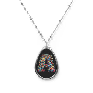 Elegant Oval Necklace - Decorated Letter Zinc Alloy - Dipaliz - Necklaces