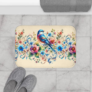 Bird and Flowers Bath Mat – Moisture Absorbing - Dipaliz - Mats & Rugs