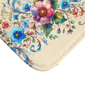 Bird and Flowers Bath Mat – Moisture Absorbing - Dipaliz - Mats & Rugs