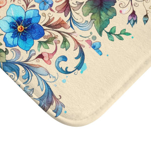Bird and Flowers Bath Mat – Moisture Absorbing - Dipaliz - Mats & Rugs