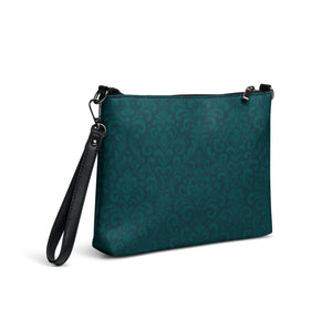 Sleek Crossbody Bag - Dark Teal Decorative Pattern - Dipaliz - Cross Body Bags