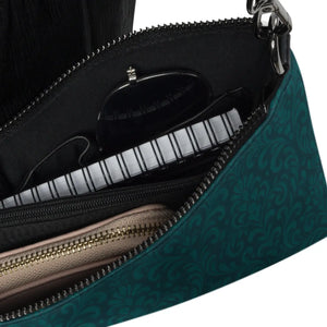 Sleek Crossbody Bag - Dark Teal Decorative Pattern - Dipaliz - Cross Body Bags