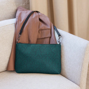 Sleek Crossbody Bag - Dark Teal Decorative Pattern - Dipaliz - Cross Body Bags