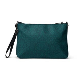 Sleek Crossbody Bag Dark Teal Decorative Pattern - Dipaliz - Cross Body Bags