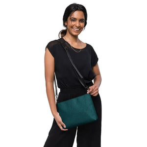 Sleek Crossbody Bag Dark Teal Decorative Pattern - Dipaliz - Cross Body Bags