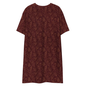 Deep Red Floral Dress – Oversize Fit - Dipaliz - Dresses - Xs