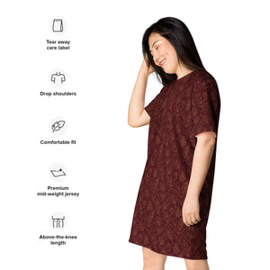 Deep Red Floral Dress – Oversize Fit - Dipaliz - Dresses - Xs