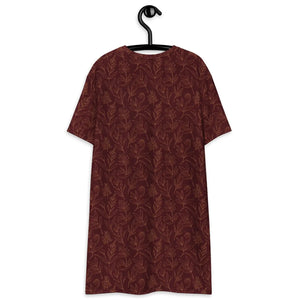 Deep Red Floral Dress – Oversize Fit - Dipaliz - Dresses - Xs