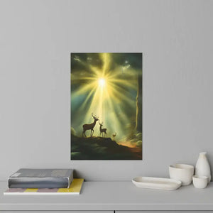 Wall Decals Deer Forest Bright Rays Durable Polyester - Dipaliz - 12’’ x 18’’ - Home Decor