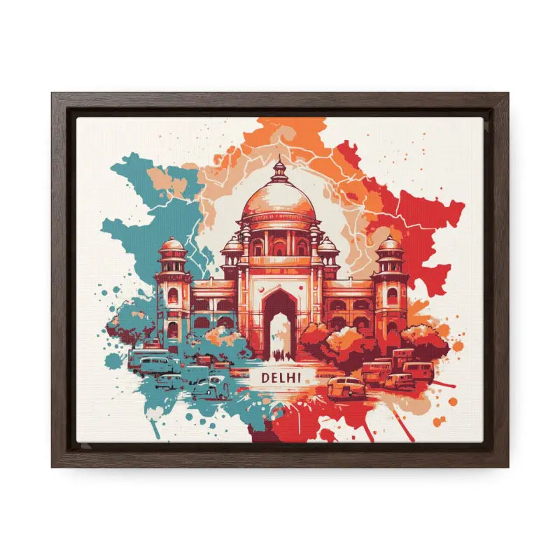 Delhi’s Vibrant Canvas Wrap - Capture the Essence of India’s Capital - 10″ x 8″ / Walnut / Premium Gallery Wraps (1.25″)