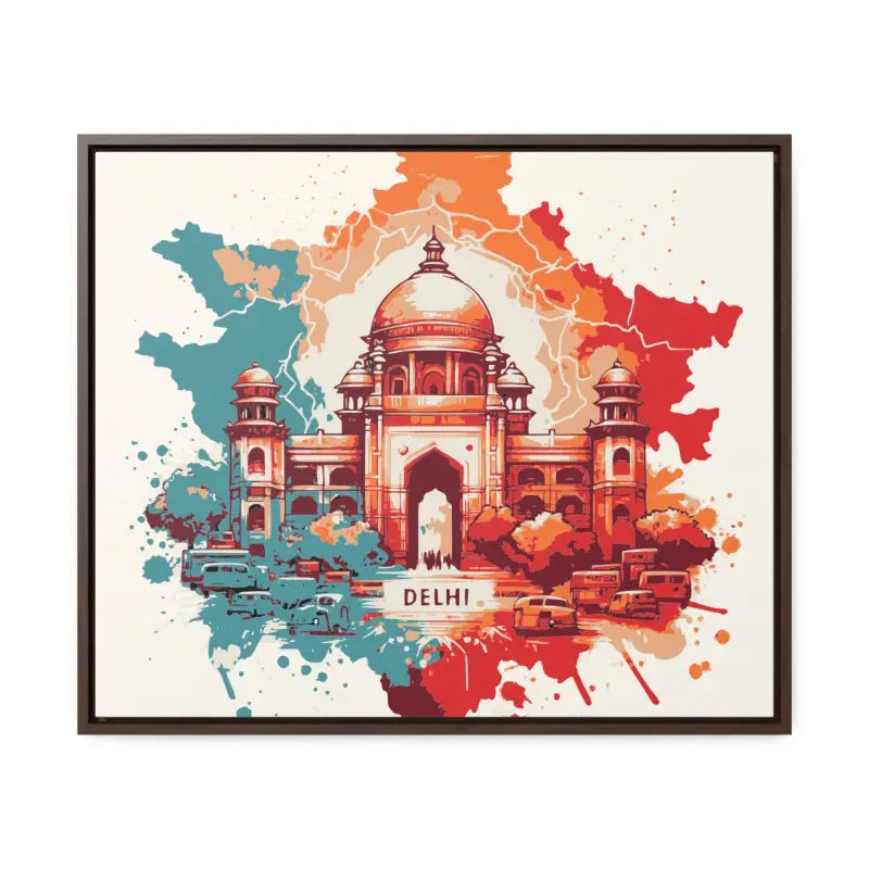 Delhi’s Vibrant Canvas Wrap - Capture the Essence of India’s Capital - 24″ x 20″ / Walnut / Premium Gallery