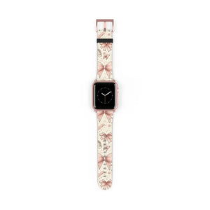 Coquette Watch Band - Bows & Butterflies Faux Leather - Dipaliz - 38 - 41 Mm / Rose Gold Matte - Bands