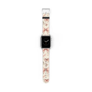 Coquette Watch Band - Bows & Butterflies Faux Leather - Dipaliz - 38 - 41 Mm / Silver Matte - Bands