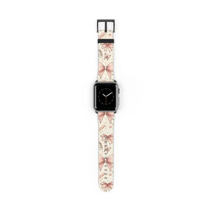 Coquette Watch Band - Bows & Butterflies Faux Leather - Dipaliz - 38 - 41 Mm / Black Matte - Bands
