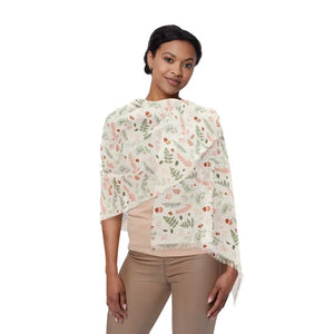 Accessories - Delicate Fern Pattern Light Scarf Spring Botanical Print Dipaliz 27’’ × 71’’