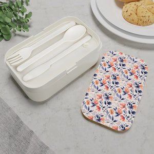Chic Floral Bento Lunchbox - Wooden Lid Design - Dipaliz - Lunch Box Sets