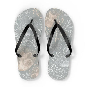 Flowers Flip Flops Chic Delicate Cushioned Footbed - Dipaliz - Xl / Black Sole - Slippers
