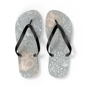 Flowers Flip Flops Chic Delicate Cushioned Footbed - Dipaliz - l / Black Sole - Slippers