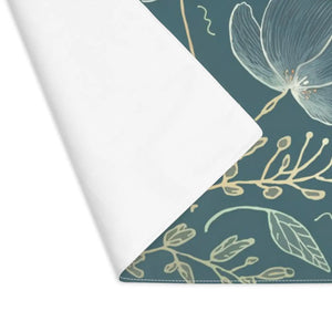 Teal Delicate Flowers Cotton Placemat Eco Friendly - Dipaliz - Placemats
