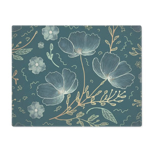 Teal Delicate Flowers Cotton Placemat Eco Friendly - Dipaliz - Placemats