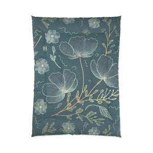 Teal Comforter – Delicate Flowers for Cold Days - Dipaliz - Quilts & Comforters