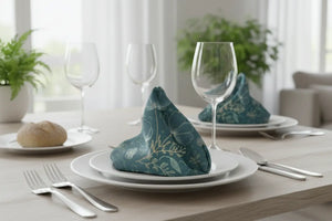 Floral Elegance Napkin Set – Teal Polyester - Dipaliz - Cloth Napkins